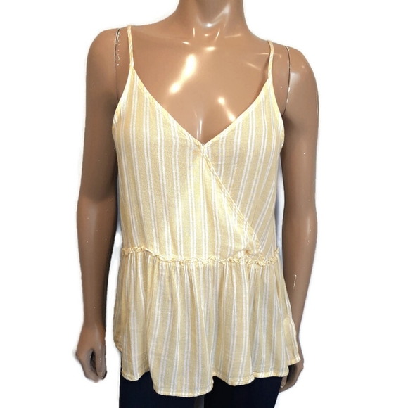 🍁 AMERICAN EAGLE Striped Strappy Cami Tank Top Wrap Peplum Spaghetti Strap